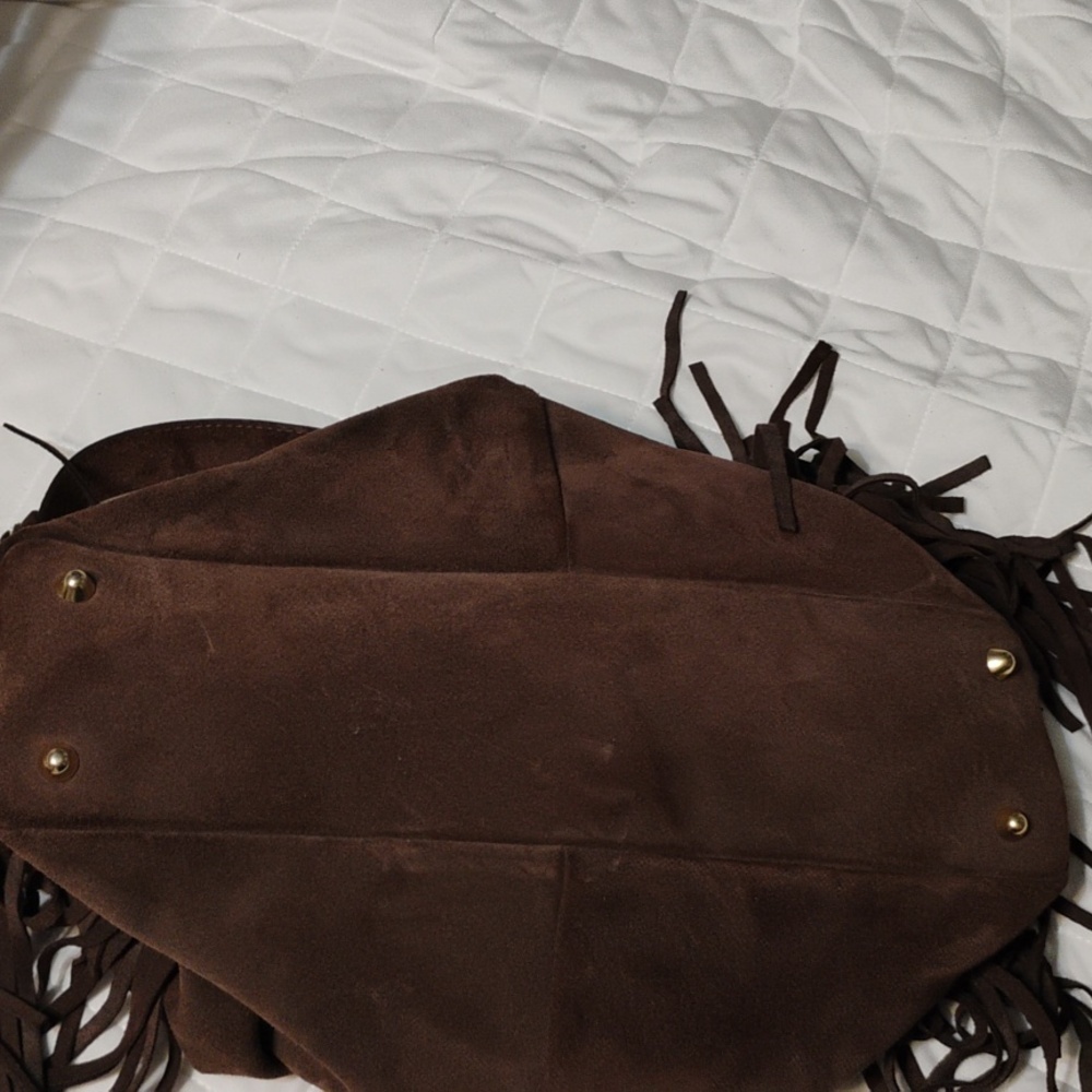 Brown Suede Fringe Hobo Bag - Picture 4 of 4